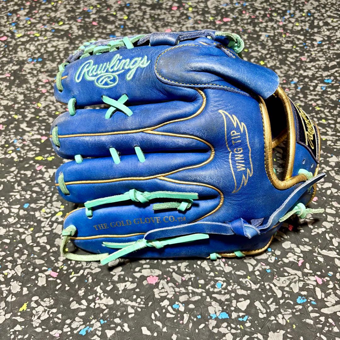 ローリングス ハイパーテック 軟式用 投手用 グローブ ブルー ゴールド 野球