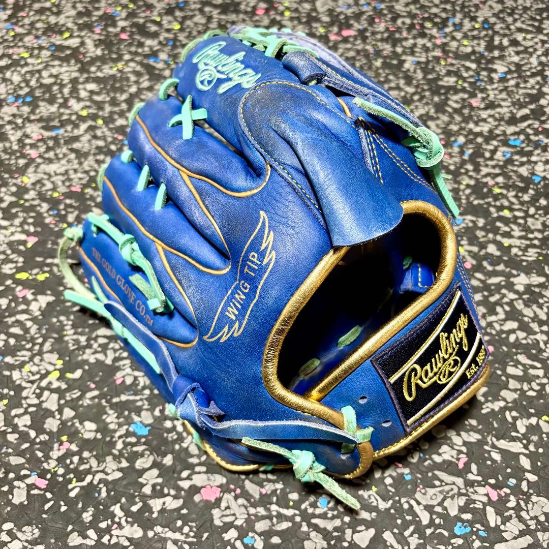 ローリングス ハイパーテック 軟式用 投手用 グローブ ブルー ゴールド 野球