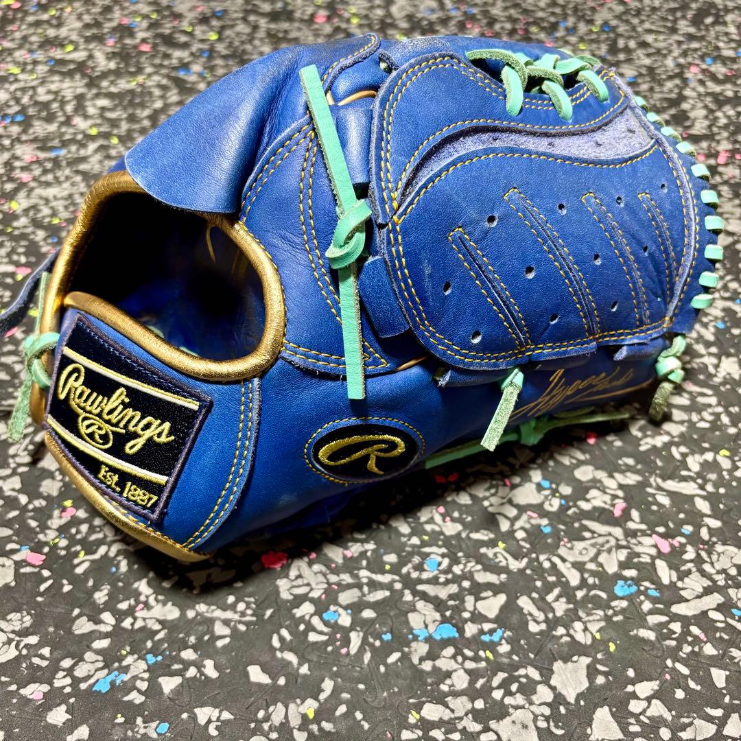 ローリングス ハイパーテック 軟式用 投手用 グローブ ブルー ゴールド 野球