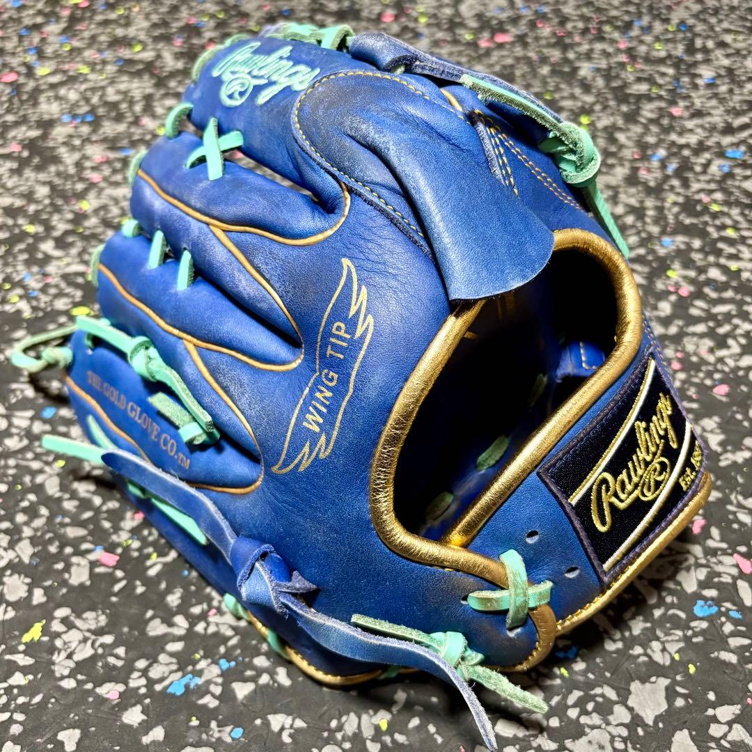 ローリングス ハイパーテック 軟式用 投手用 グローブ ブルー ゴールド 野球