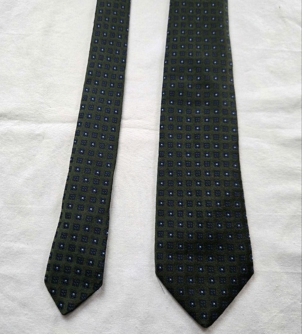 美品　LOUIGI BORRELLI グリーン ドット ネクタイ　イタリア製