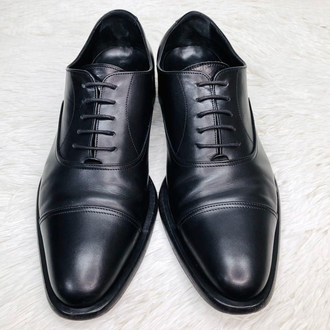 【極美品】GIORGIO ARMANI 41.5 ストレートチップ ビジネス　黒