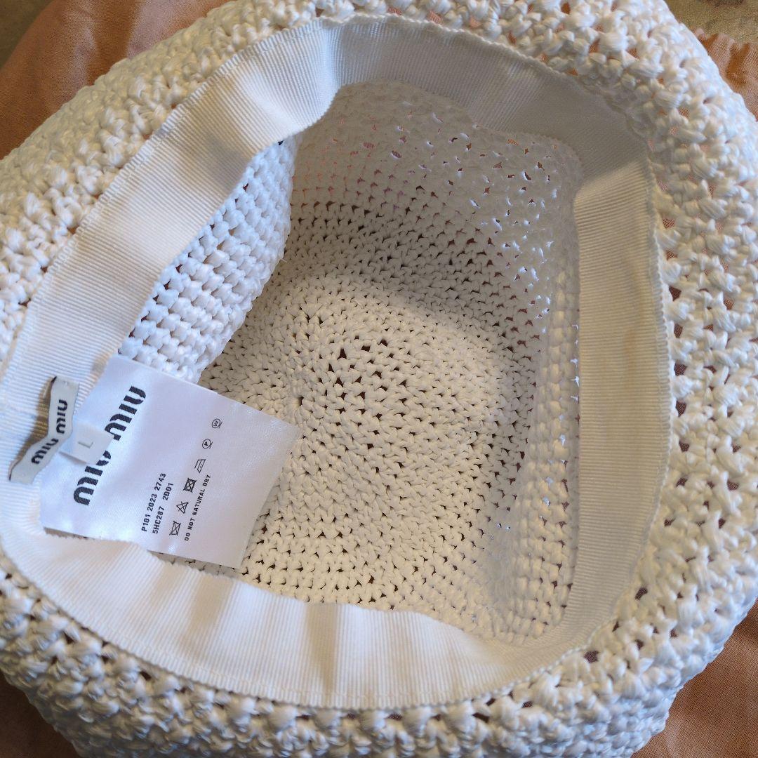 MIU MIU バケットハット ホワイト(Ｌサイズ) ギャランティカード付き