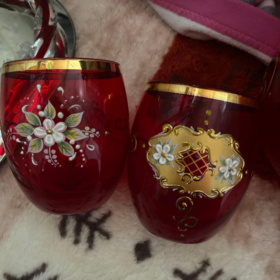 ベネチアンガラス ムラーノ エッチングミラートレイムラーノガラス水差しデキャンタ