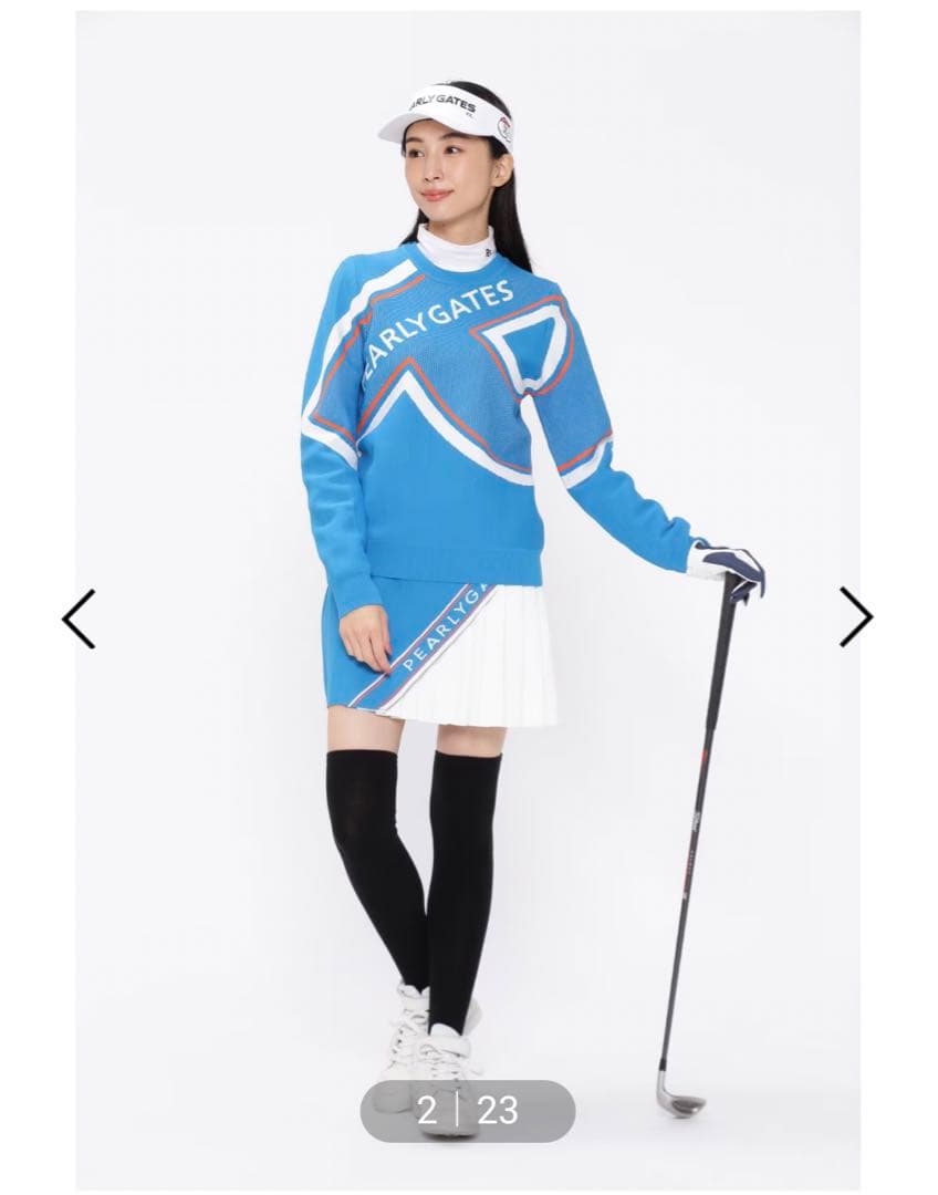 パーリーゲイツレディース 光栓 Wジャガード＋ピンタック ニットスカートサイズ0