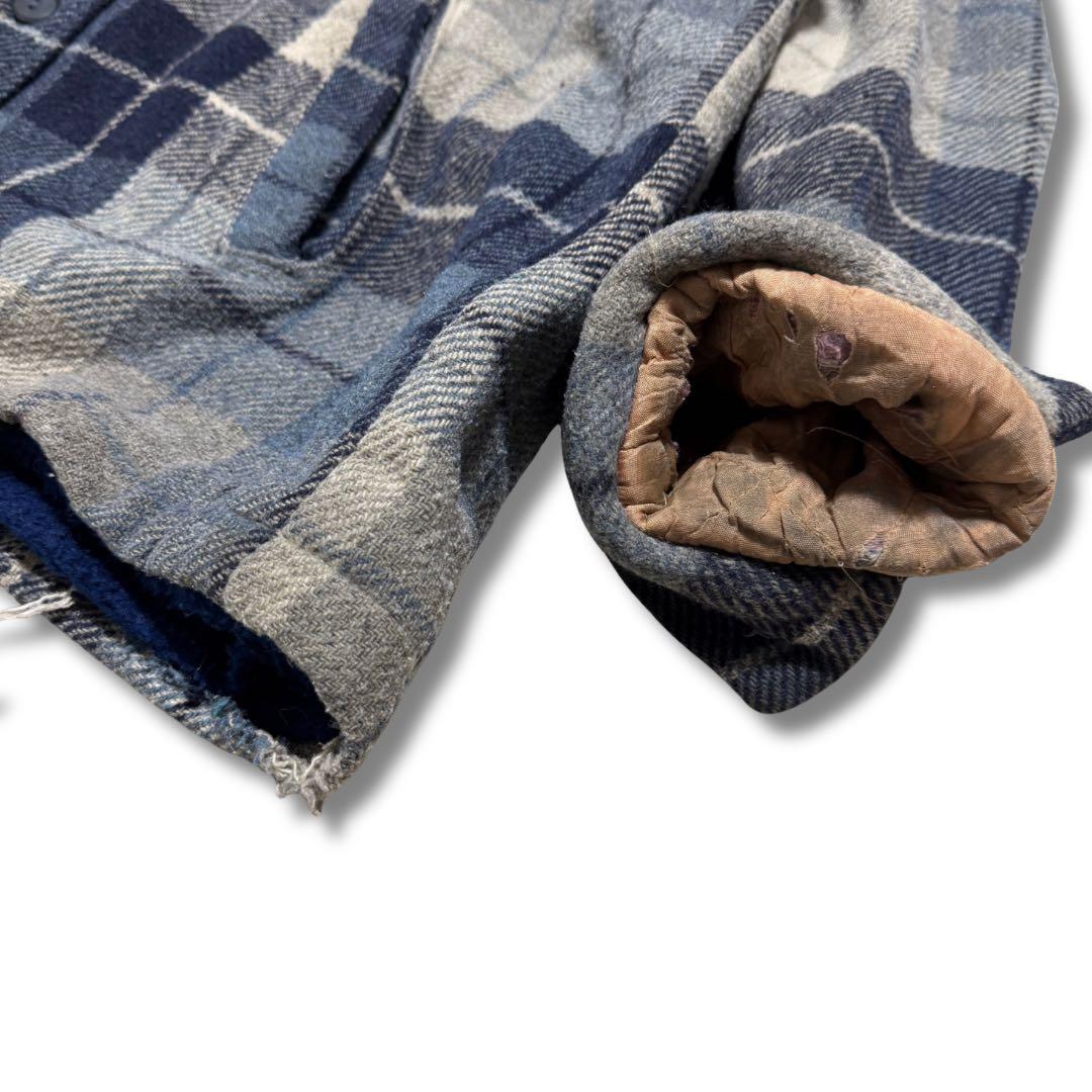 70s 80s Sears 裏ボア ウールチェックジャケット L 古着