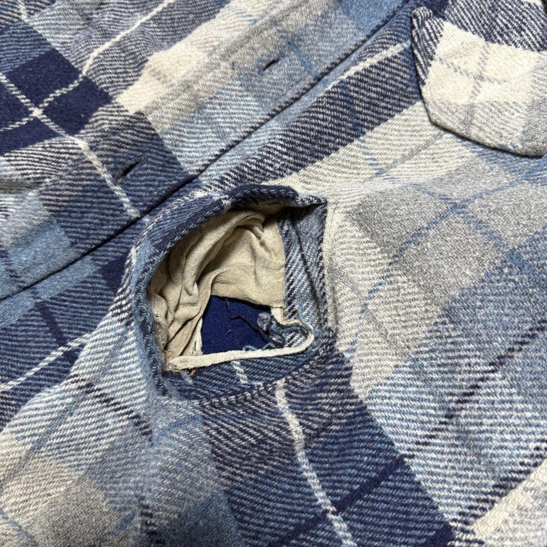 70s 80s Sears 裏ボア ウールチェックジャケット L 古着