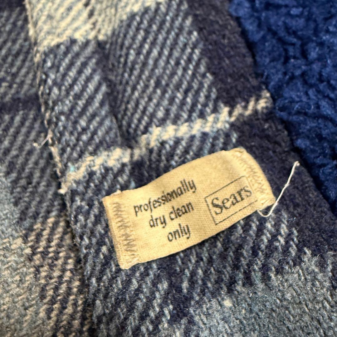 70s 80s Sears 裏ボア ウールチェックジャケット L 古着
