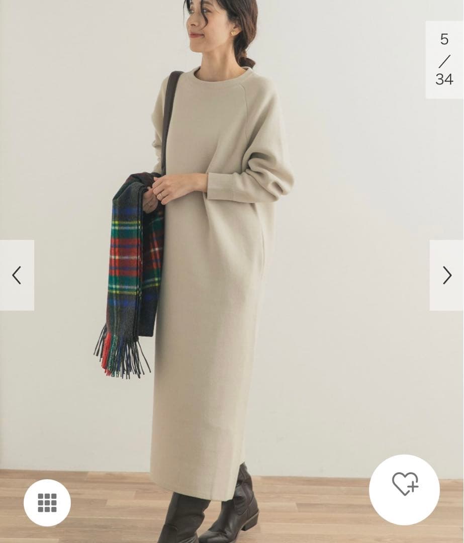 新品タグ付◆ L/BEG DOORS スウェットライクニットワンピース