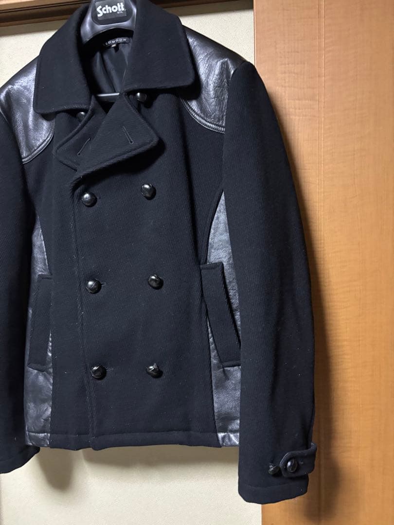 レッドムーン　日本製　レザー　ウールコート　42