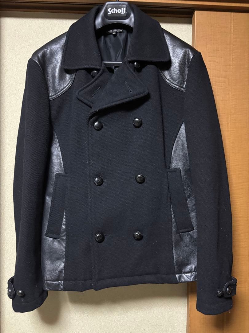 レッドムーン　日本製　レザー　ウールコート　42