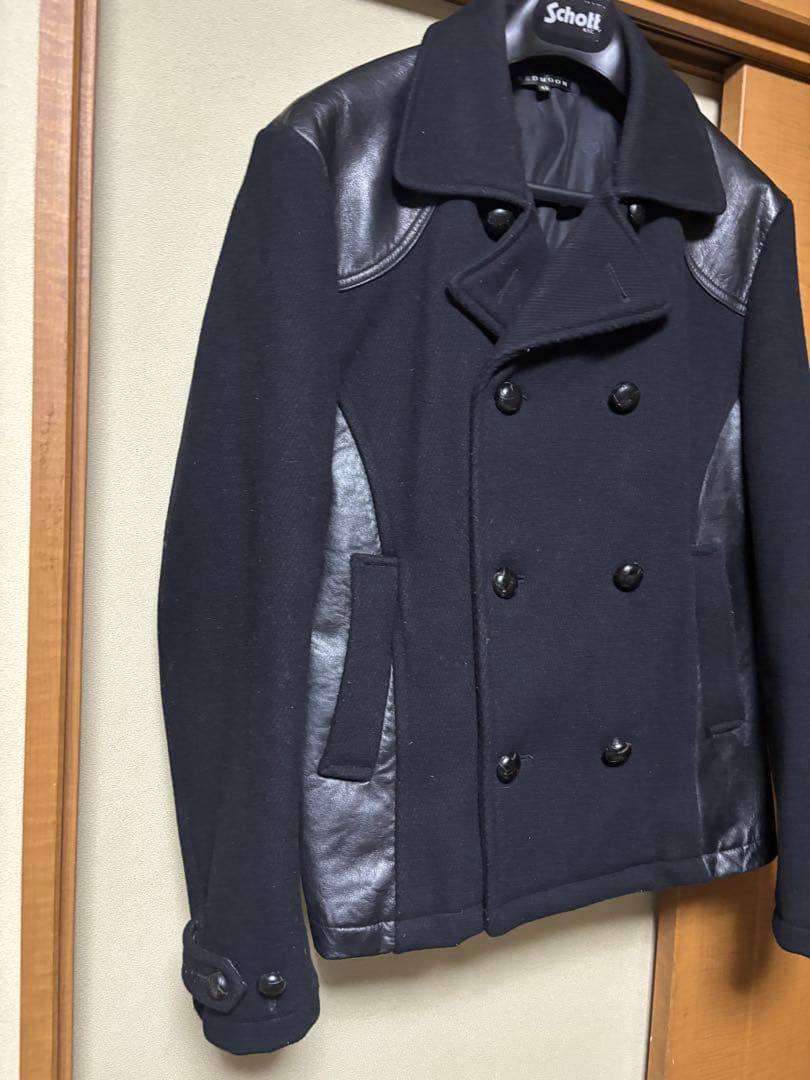 レッドムーン　日本製　レザー　ウールコート　42