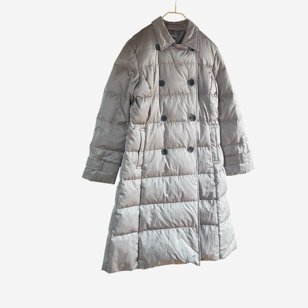 セオリーリュクス ダブルブレスト ダウンロングコート 40 グレージュ
