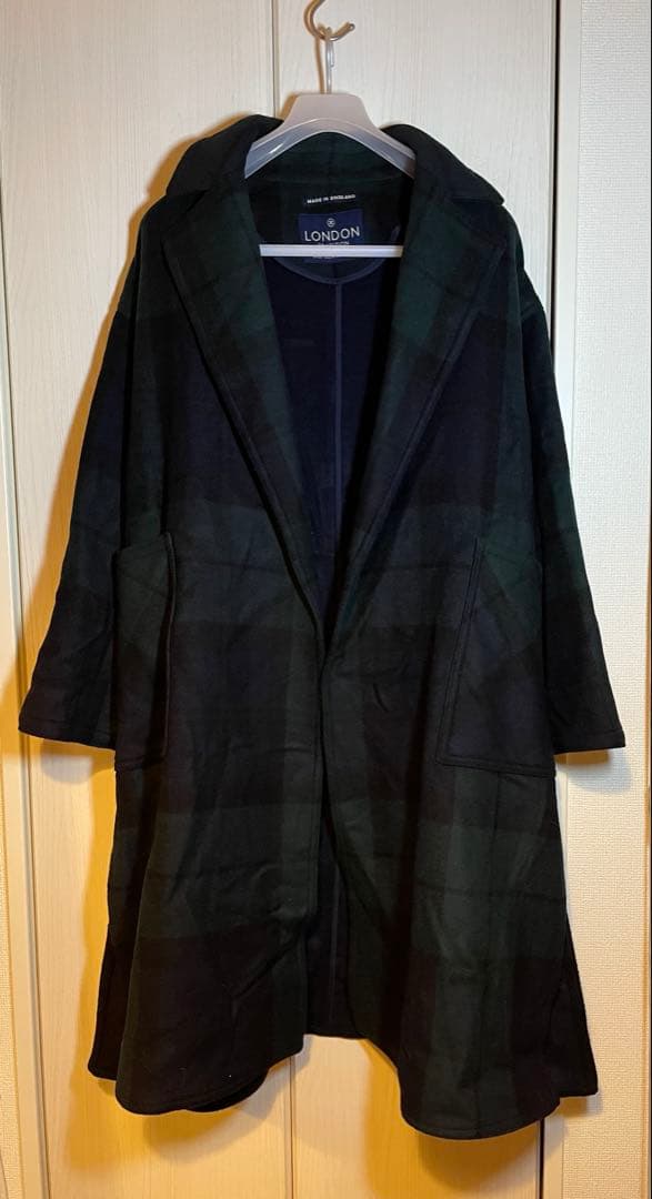 london tradition ガウンコート　ウールコート チェック　緑　36