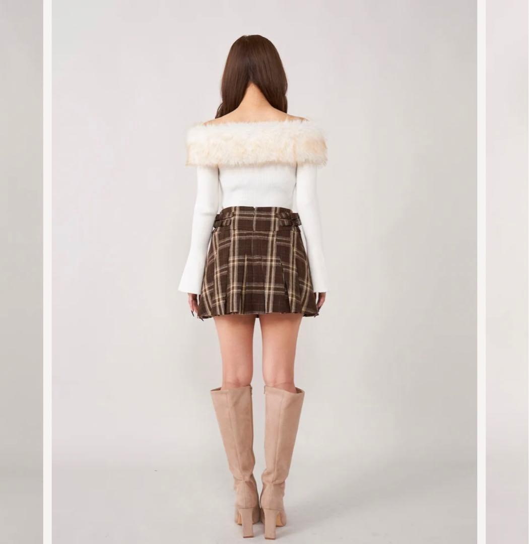 ダーリッチ　サイドベルトチェックミニスカート