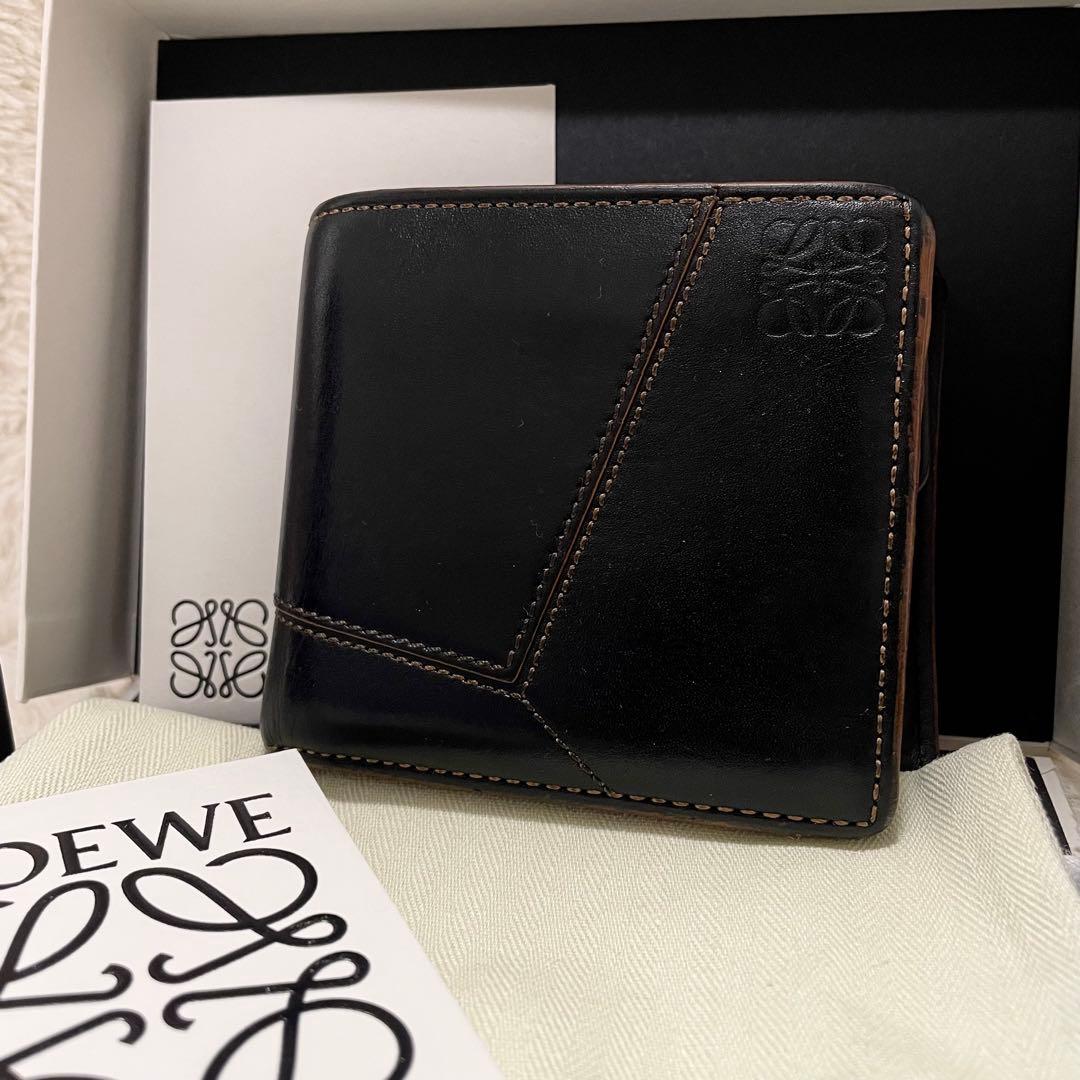 箱付き LOEWE ロエベ パズル バイフォールド 二つ折り財布 ブラック