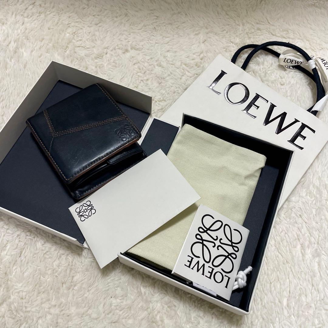 箱付き LOEWE ロエベ パズル バイフォールド 二つ折り財布 ブラック
