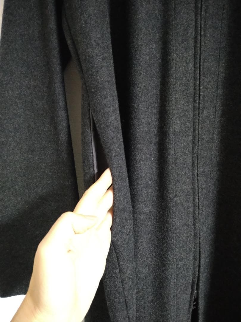 no control air ウールノーカラーコート グレー M ネストローブ