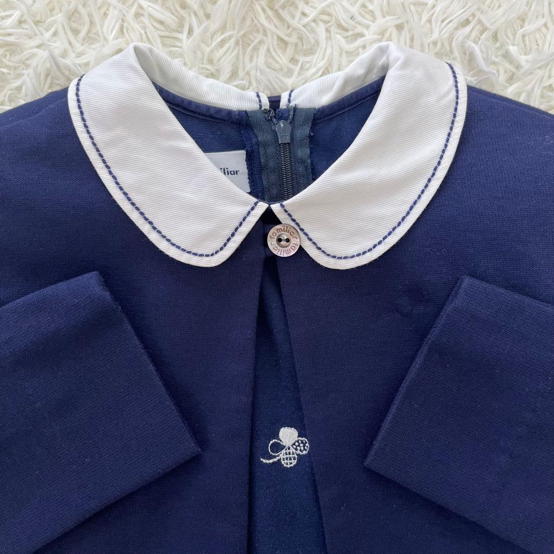 美品✨ファミリア　フォーマルアンサンブル130白襟ワンピース　ボレロ卒園式入学式