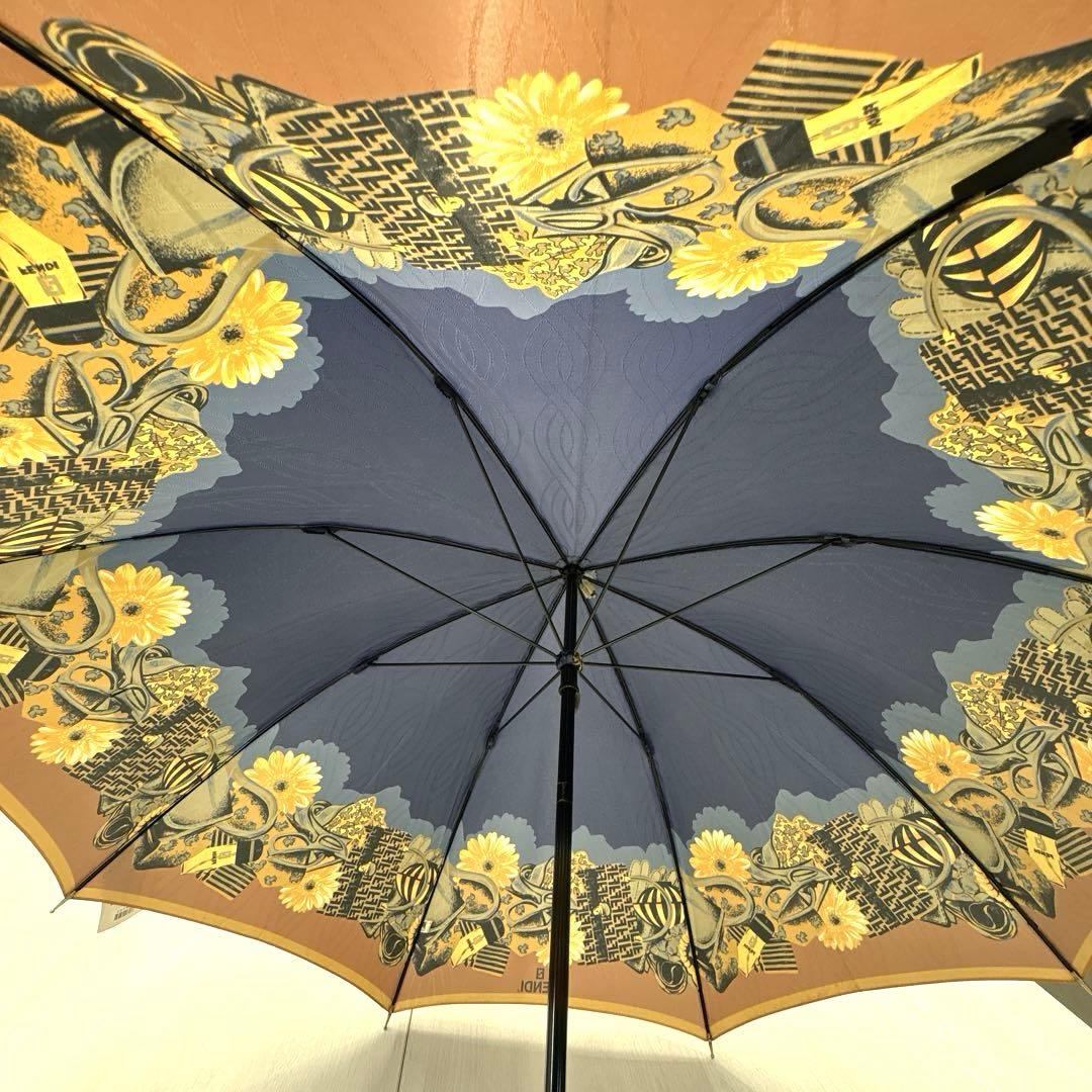 ヴィンテージ✨️未使用✨️FENDI フェンディ　雨傘　FFロゴ 花柄 ネイビー