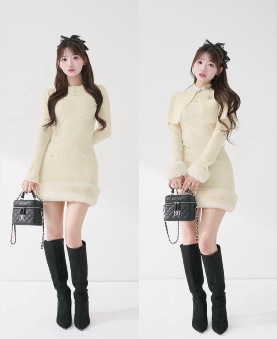 darich ビジューケーブルミニニットワンピース