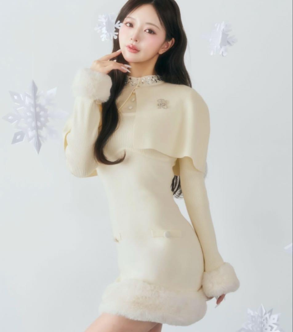 darich ビジューケーブルミニニットワンピース