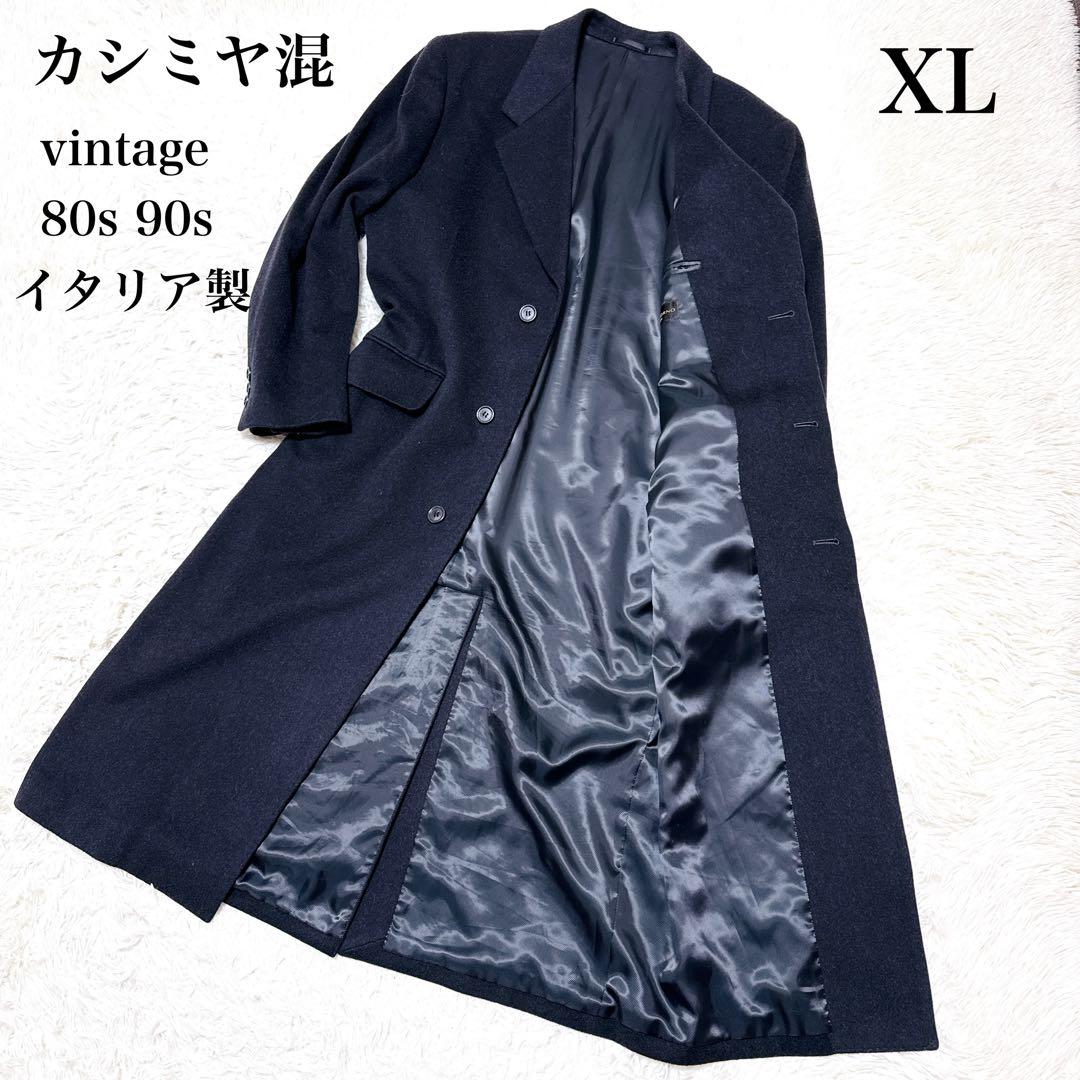 vintage チェスターコート XL カシミヤ混　90s ロング丈　未使用級