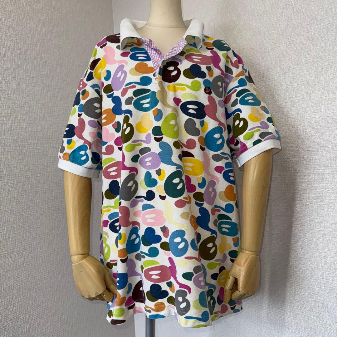 激レア APE BABY MILO エイプ ベビー ミロ 総柄 ポロシャツ M