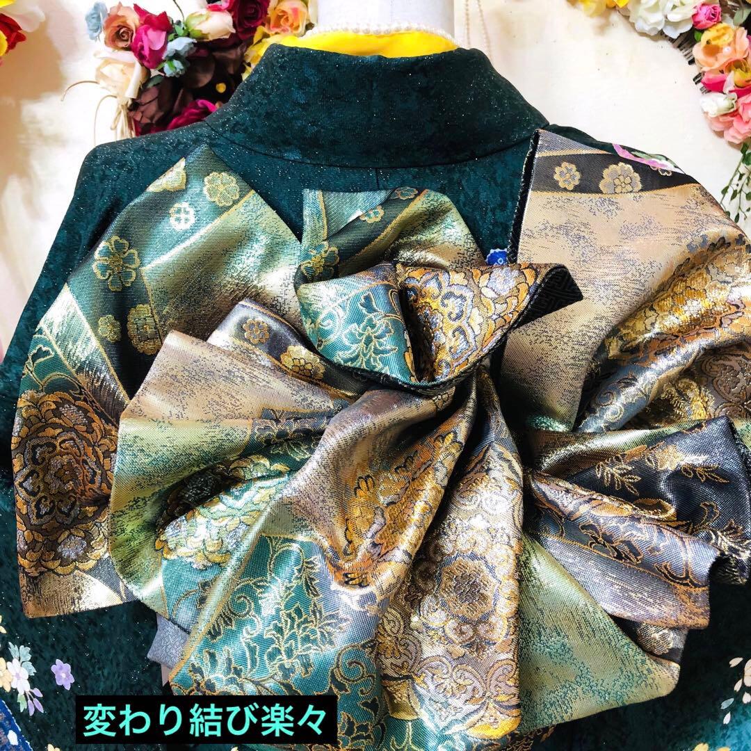 振袖正絹フルセット‼️豪華絢爛深緑×水色ラメキッラキラ⭐︎花々金彩刺繍⭐︎新品豪華袋帯