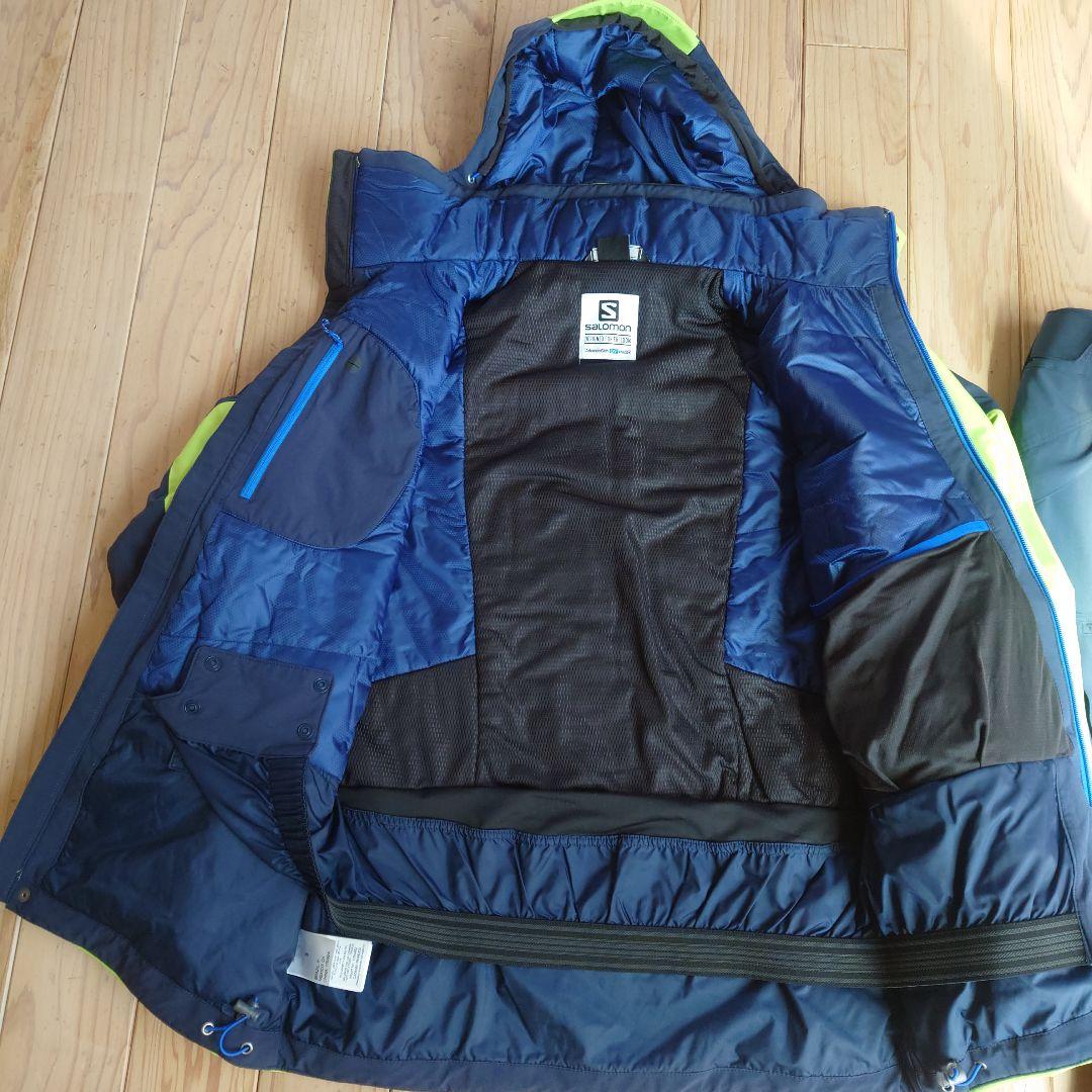 Salomon スキーウェア 上下　ライムイエロー/ネイビーS（日本M）