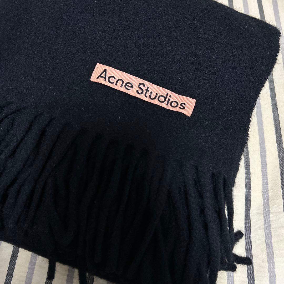 Acne Studios ウールフリンジマフラー 黒 CA0086
