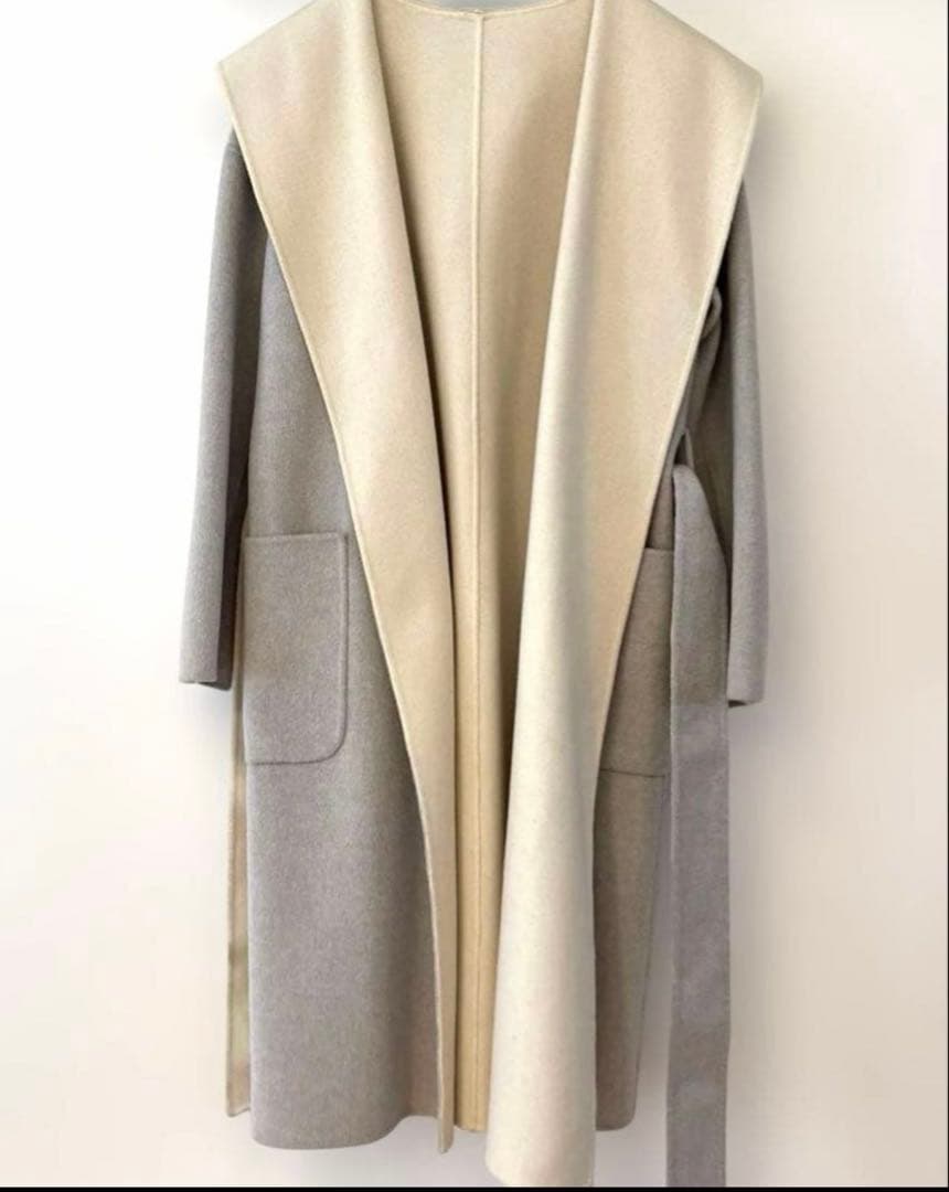 ★ESTNATION★ウールコート　リバーシブル　フード付き　38