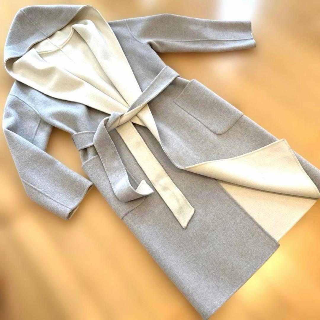 ★ESTNATION★ウールコート　リバーシブル　フード付き　38