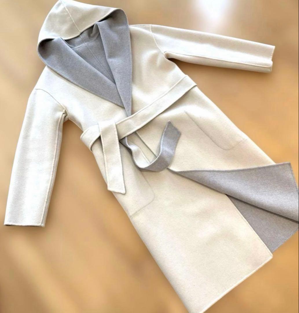 ★ESTNATION★ウールコート　リバーシブル　フード付き　38