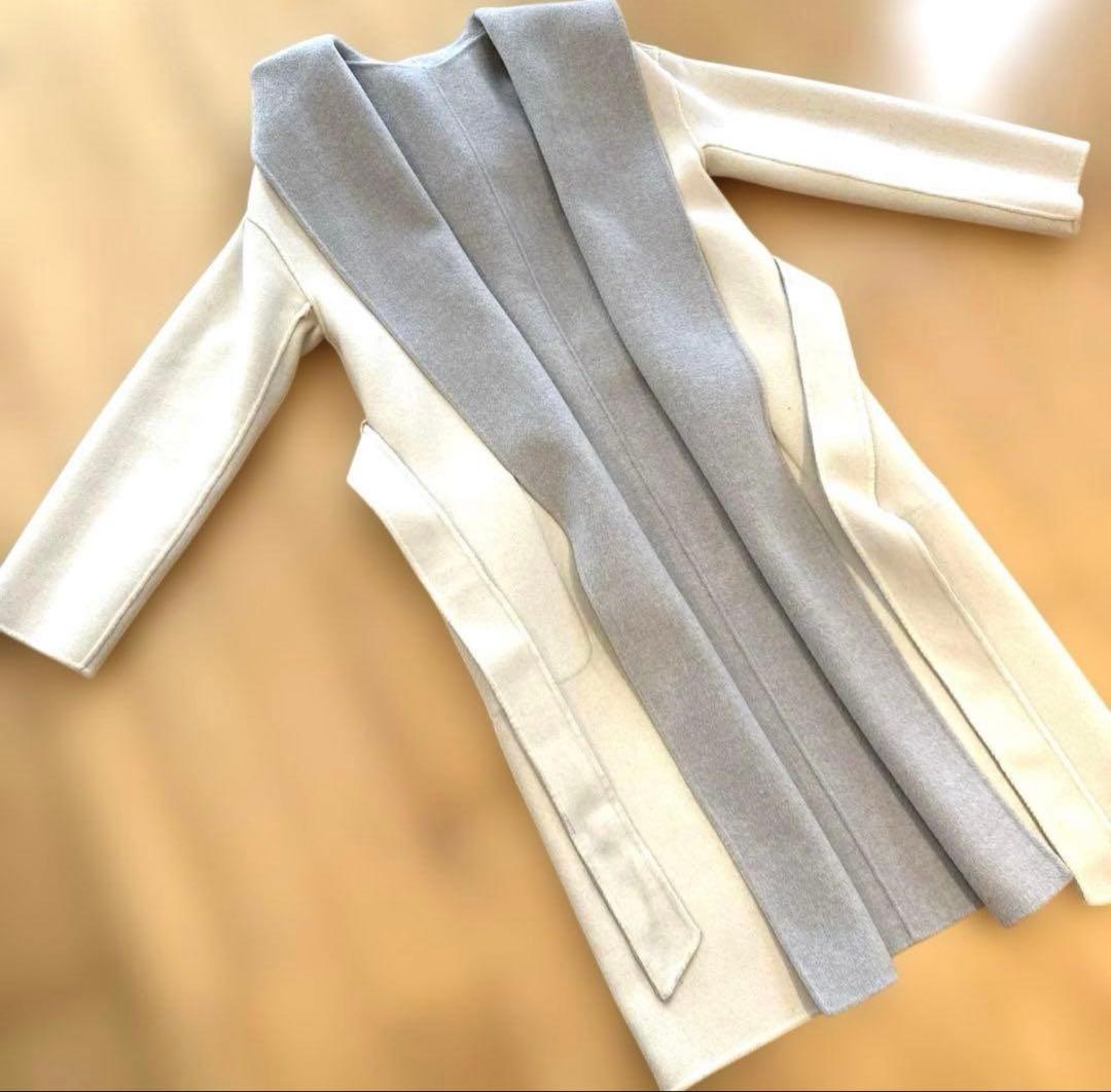 ★ESTNATION★ウールコート　リバーシブル　フード付き　38