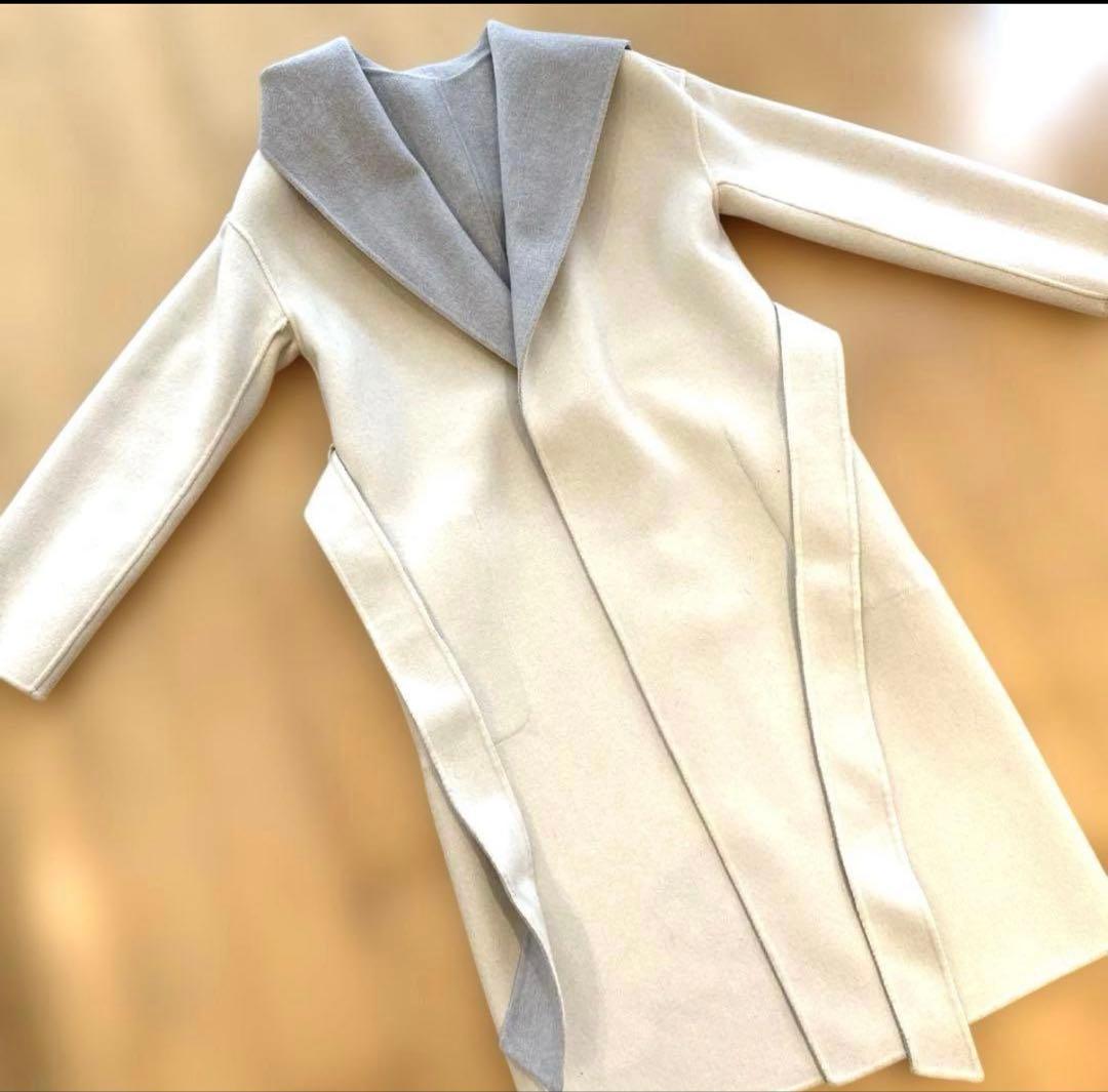 ★ESTNATION★ウールコート　リバーシブル　フード付き　38