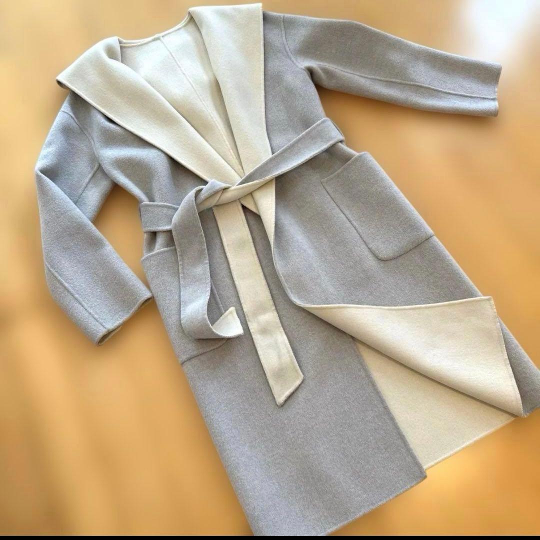 ★ESTNATION★ウールコート　リバーシブル　フード付き　38