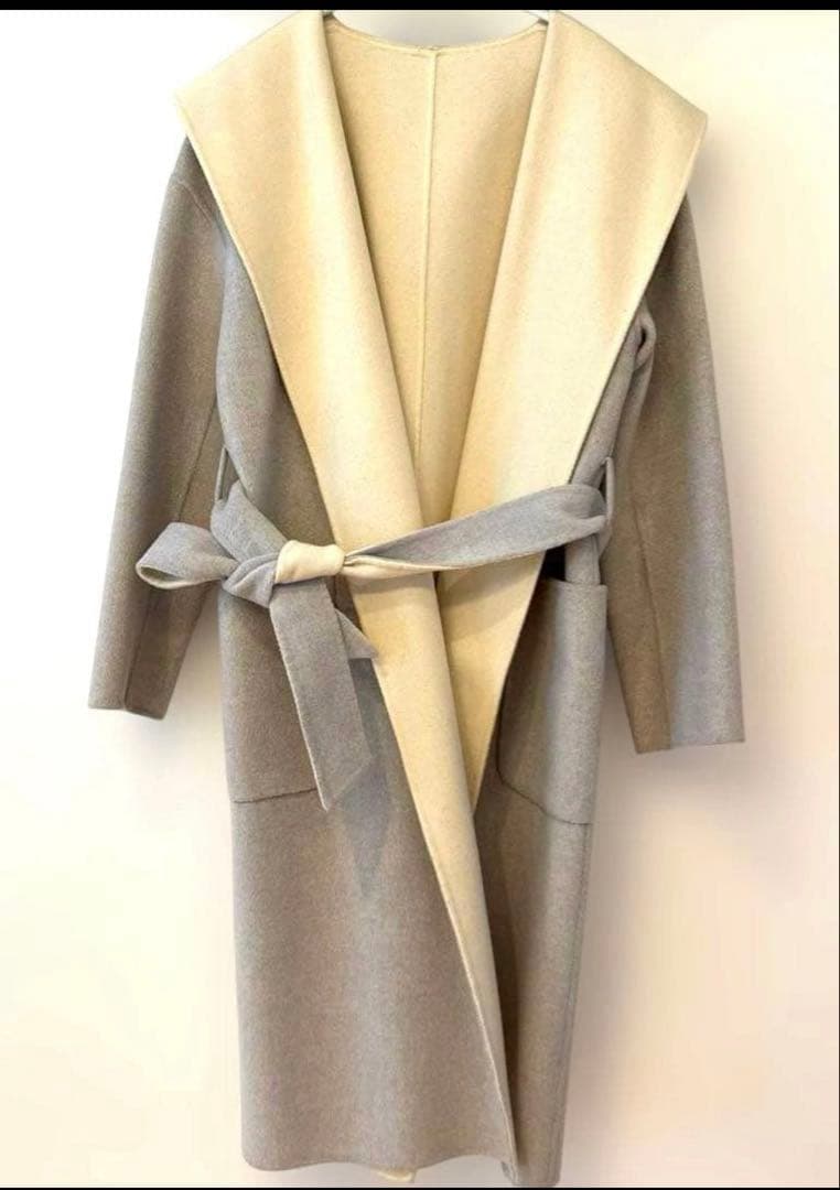 ★ESTNATION★ウールコート　リバーシブル　フード付き　38