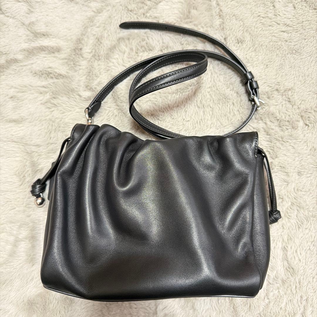 COACH 巾着 ショルダーバッグ ブラック レザー