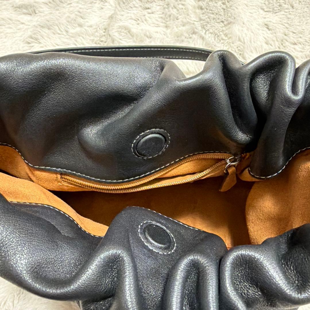 COACH 巾着 ショルダーバッグ ブラック レザー