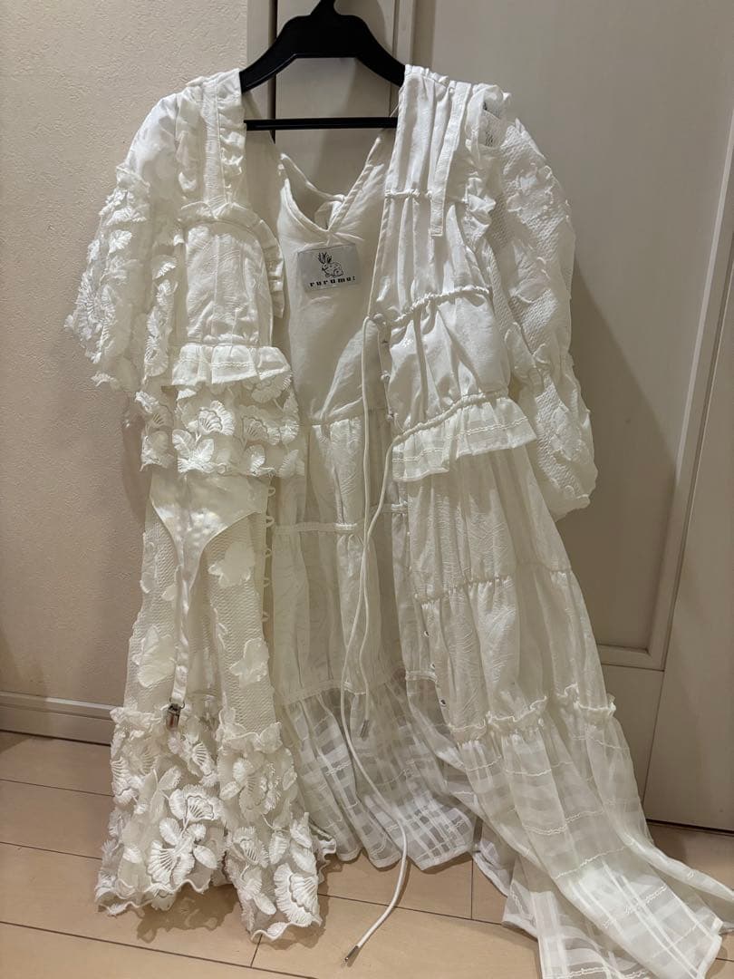 rurumu: 2021ss アシンメトリーワンピース 白