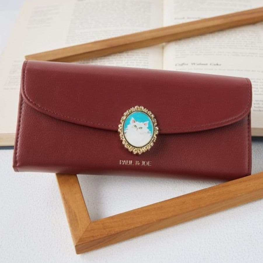 【2026年1月購入☆新品未使用】ポール＆ジョー★キャットブローチ長財布★赤