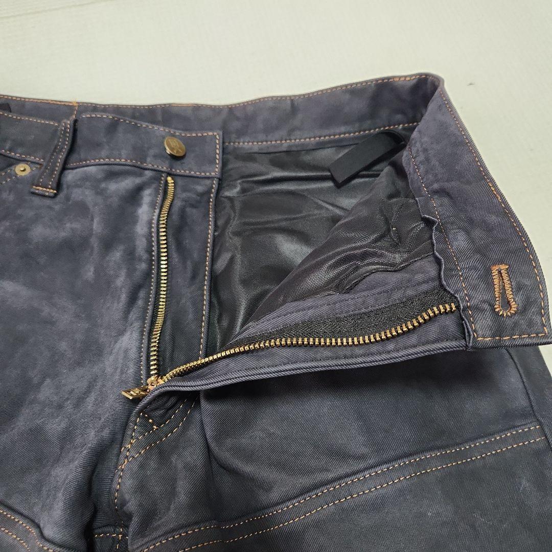 32 クシタニ　エクスプローラージーンズ 革パン　レザーパンツ ストレートタイプ