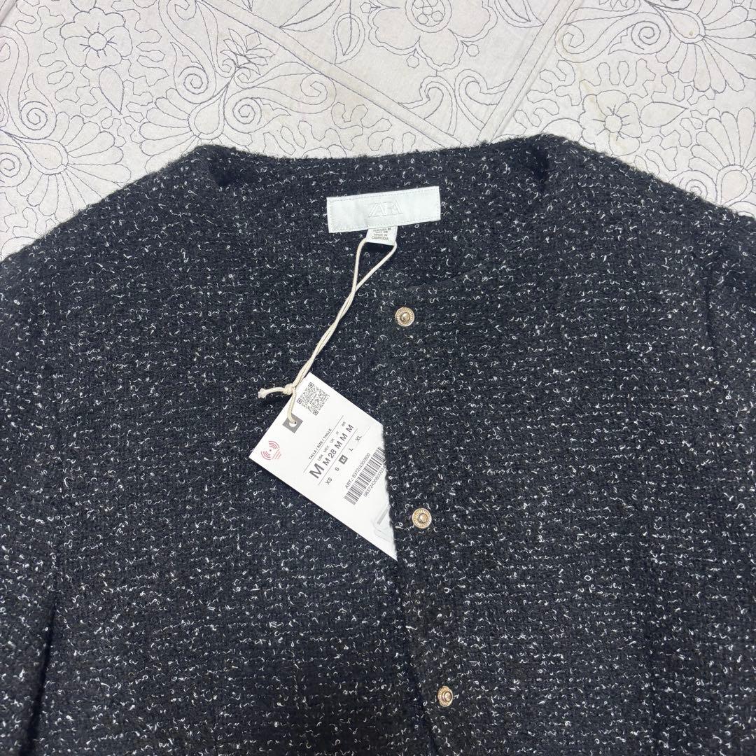 ザラ　完売品　テクスチャ生地　ベルト付きブレザー　ジャケット　アウターMサイズ