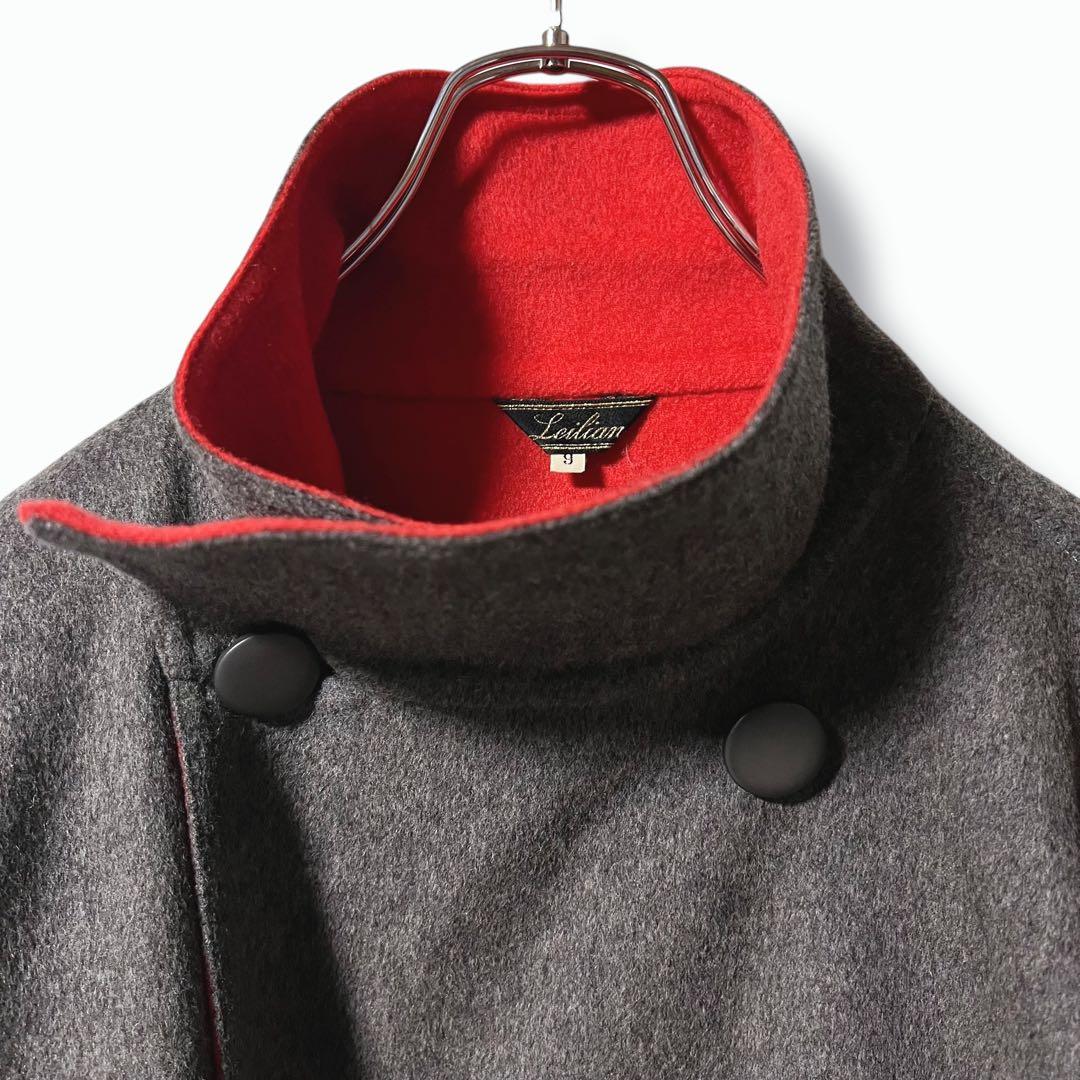 ❤️ヴィンテージ❤️Leilianレリアン ウールリバーコート グレー 赤 9