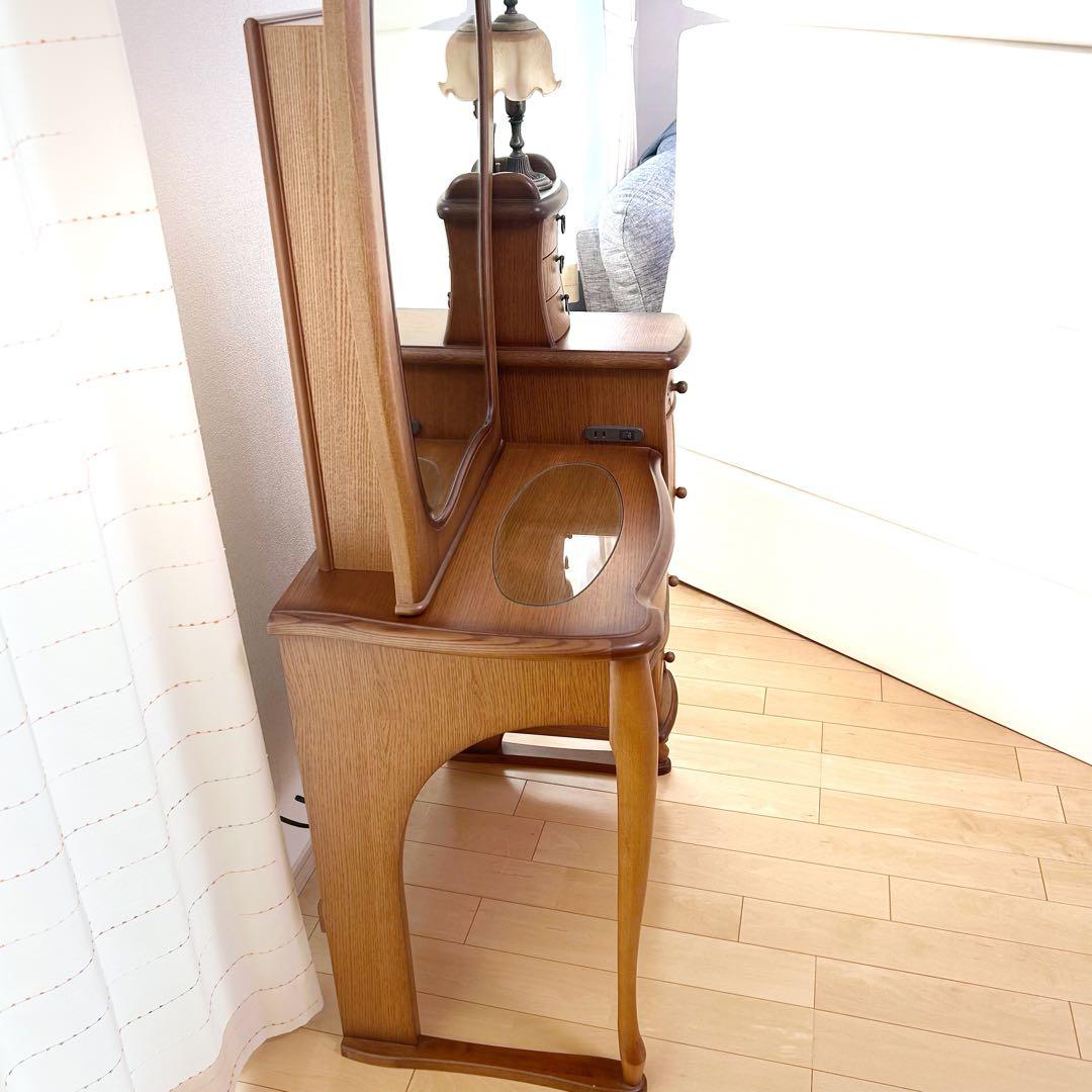 猫脚ドレッサー　高級　アンティーク　レトロランプ付　開き鏡　ヨーロピアンイタリア