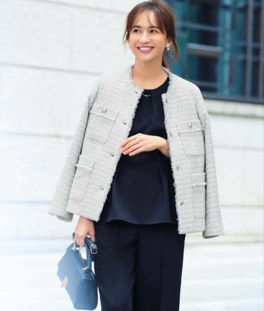 R*o様 美品✨　anySiS ツイードノーカラーミドル ジャケット 24AW