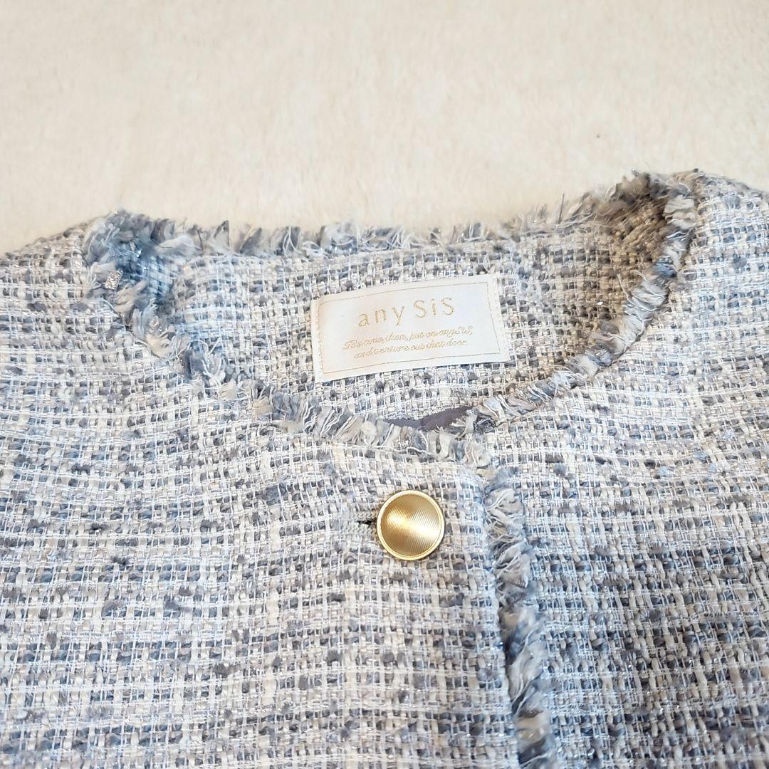 R*o様 美品✨　anySiS ツイードノーカラーミドル ジャケット 24AW