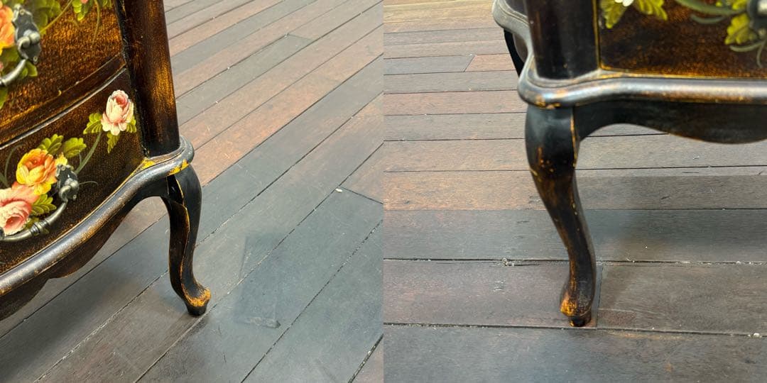 H110K56b トールペイント アンティーク調 3段チェスト 猫脚