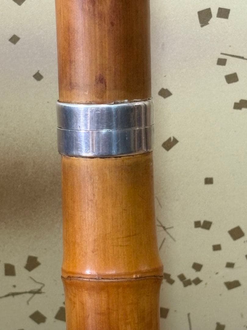 都山流尺八　銘ー玉置雪峰、芳憧調？ 銀太継　長さー約54.5センチ　古い尺八